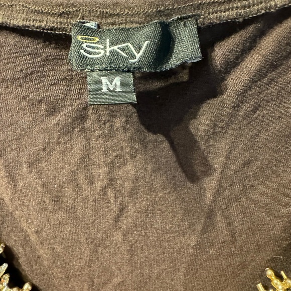 SKY TOP TEE . Brown color. Size M with ornaments strapless .made in USA - Picture 2 of 5